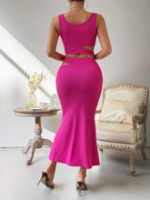 Ladies' Hollow Out Detail Cropped Camisole Top And Skirt Set